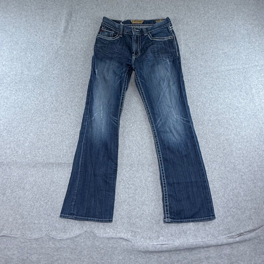 Big Star Pioneer Bootcut Jeans Mens 32x32 32R Blue Dark Wash Contrast Stitching
